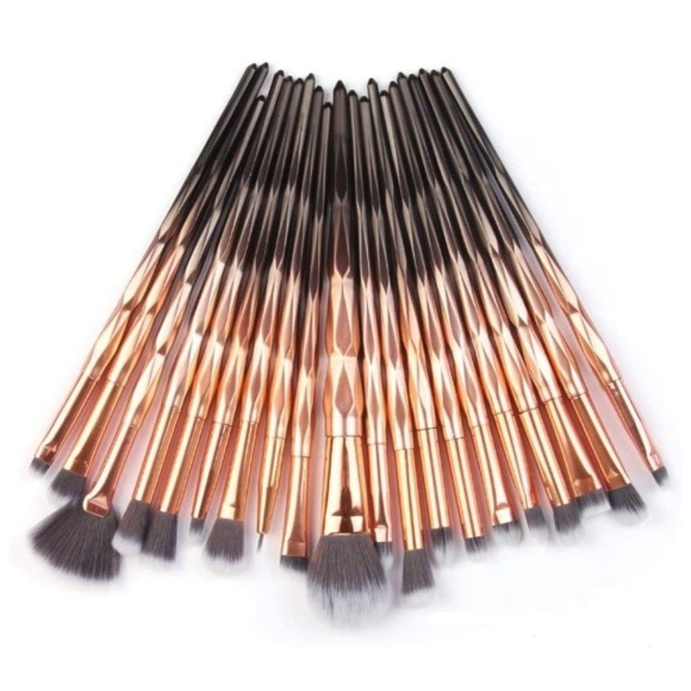 New 20pcs Diamond Makeup Brush Set Gold & Black